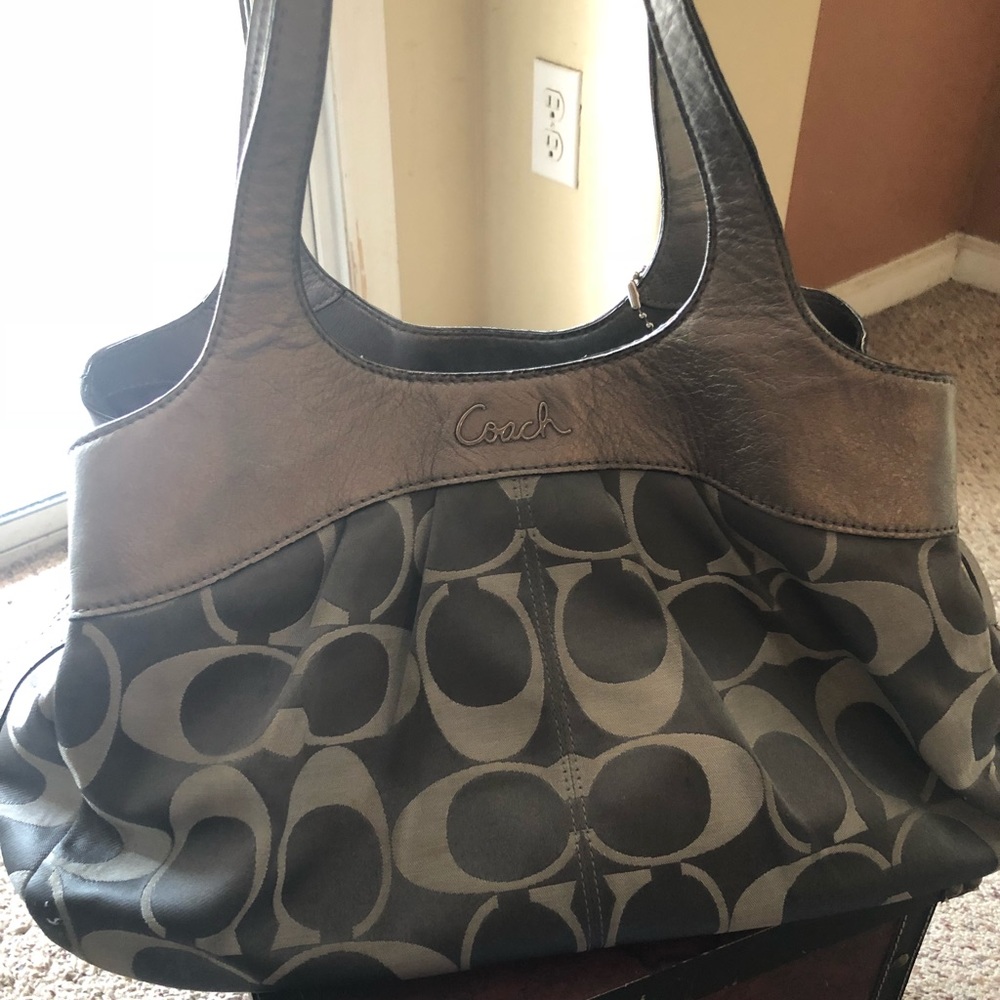 Used authentic silver Coach purse